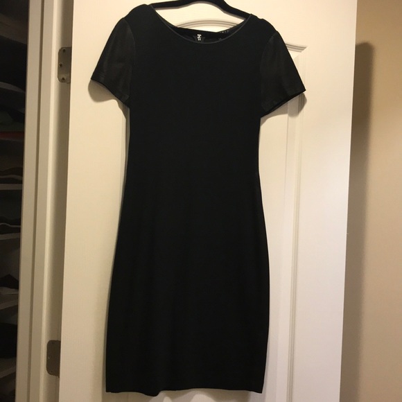 Theory | Dresses | Theory Black Dress With Leather Detail | Poshmark